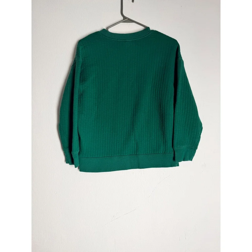 Old Navy Kid Green Quilted Oversized Sweatshirt Crewneck Pocket Pullover L 10-12